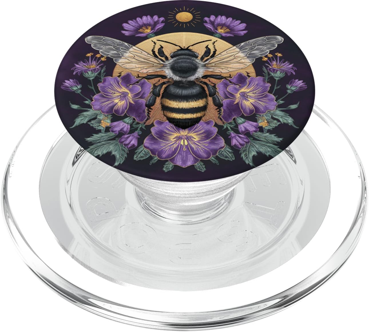 Honey Bees and Purple Flower Botanical Bumblebee Lush Floral PopSockets PopWallet for MagSafe