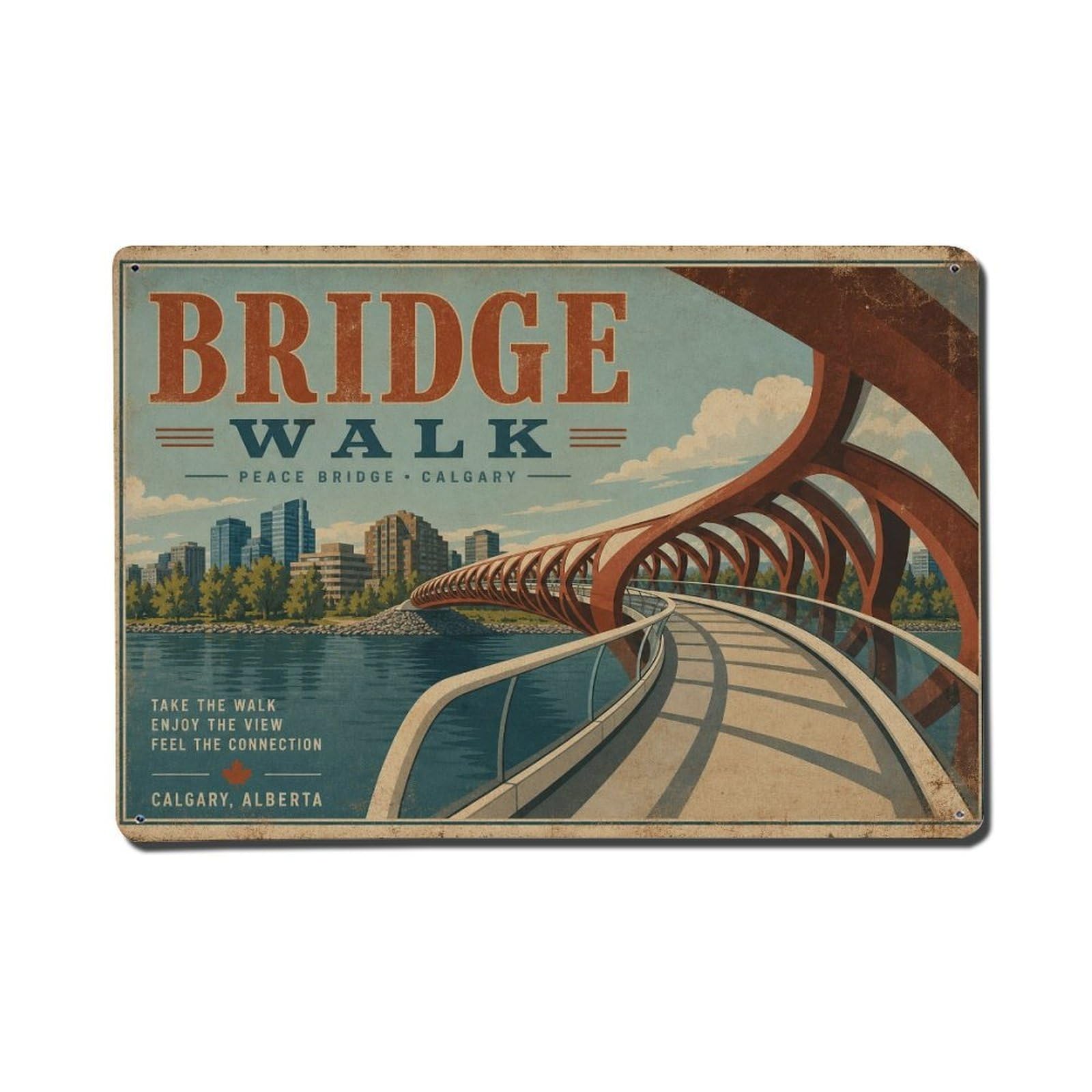Belfast Lagan River Heritage Riverside Walk Metal Tin Sign Plaque Wall Decor for Cafe, Man Cave, Club Bar, Office, Home Garden Round Metal Poster 8x12Inch