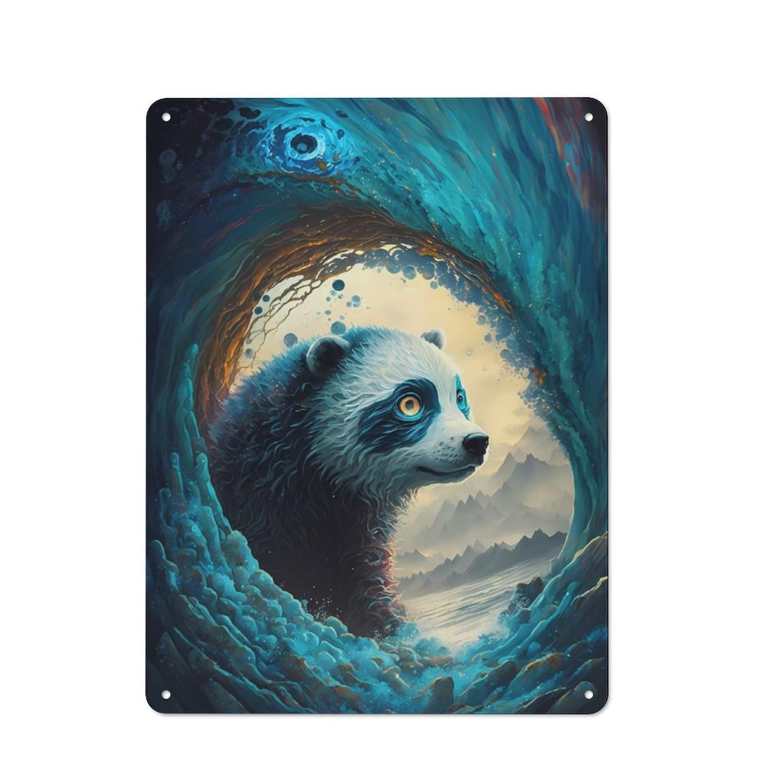 Junmoney Panda Incredible Retro Metal Wall Sign 40X30cm Featuring For Hallway Wall, For Garage, Workshop And Man Cave Decoration
