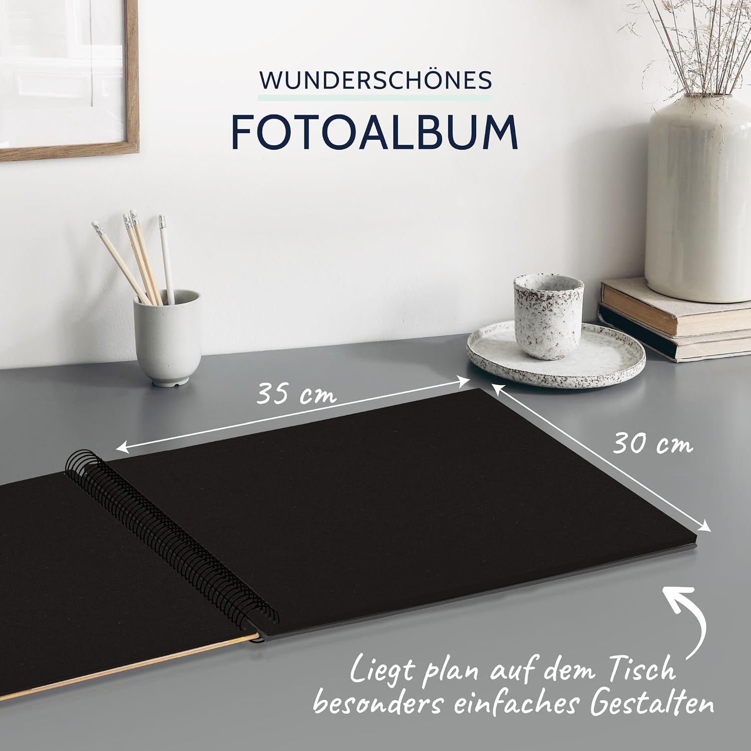 Goldbuch Bella Vista 25 506 Spiral Album, Beige Photo Book, 35 x 30 x 2.8 cm, 40 Black Pages, Canvas Cover, Landscape Format, Light Brown