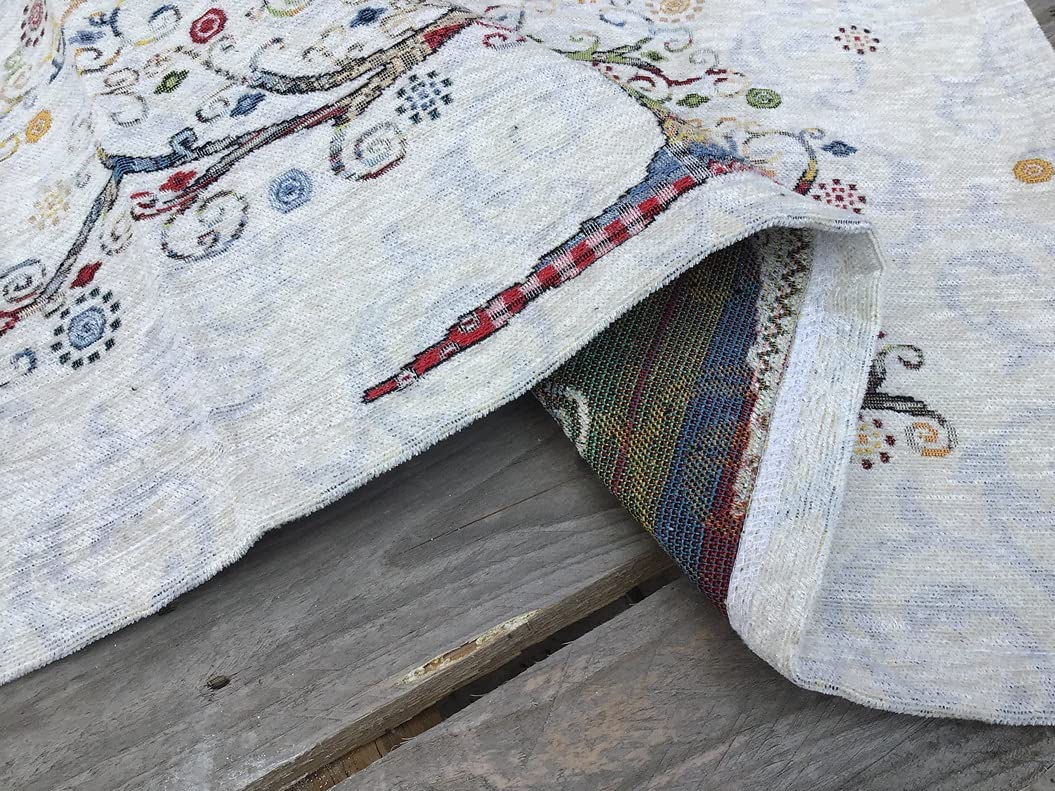 CATTANI TESSUTI Chemin de Table Tissu Jacquard Chenille carré 90 x 90 cm Rectangulaire 40 x 130 cm Art.Arbre de Vie (Rectangulaire 40 x 130 cm)