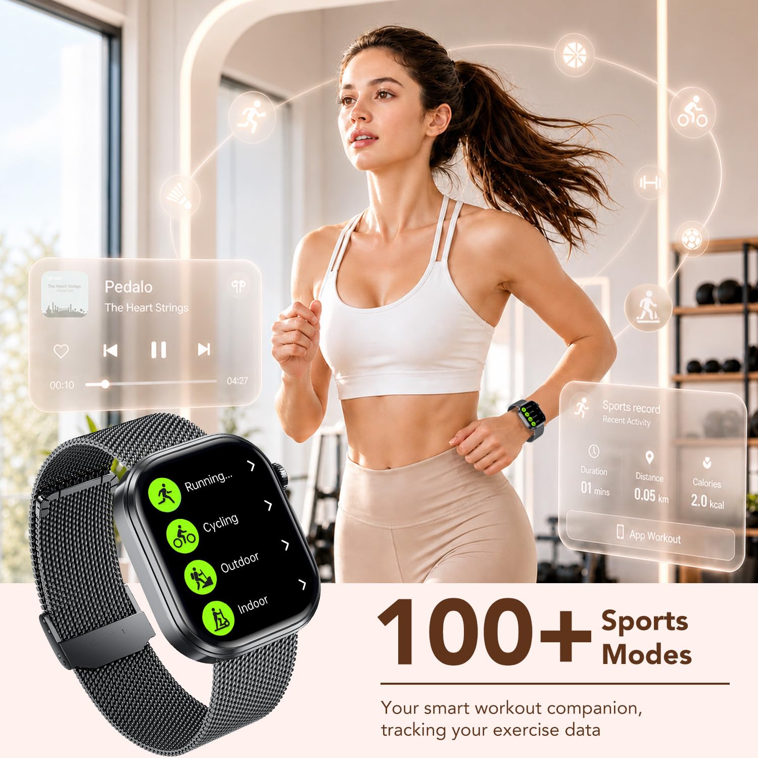 Smartwatch Damen mit EKG 𝐇𝐑𝐕 Blutdruck Herzfrequenz: Smart Watch Gold 𝐄𝐂𝐆 Gesundheitsuhr 1,88" Eckig Edelstahlarmband Armbanduhr Wasserdicht Schrittzähler Blutsauerstoff Telefonfunktion Fitness