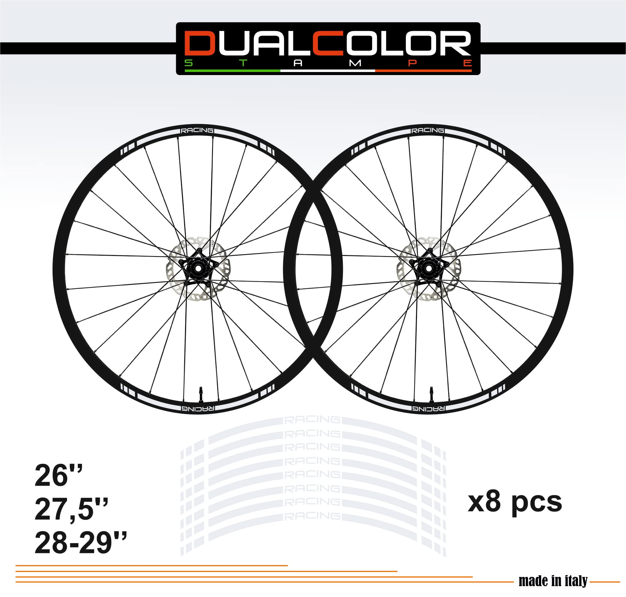 Kit Adesivi In Vinile Bianco Lucido Per Cerchi Bici – Set Decorativo Impermeabile Compatibile Con Rapid CLX, Resistente A UV E Intemperie, Made In Italy