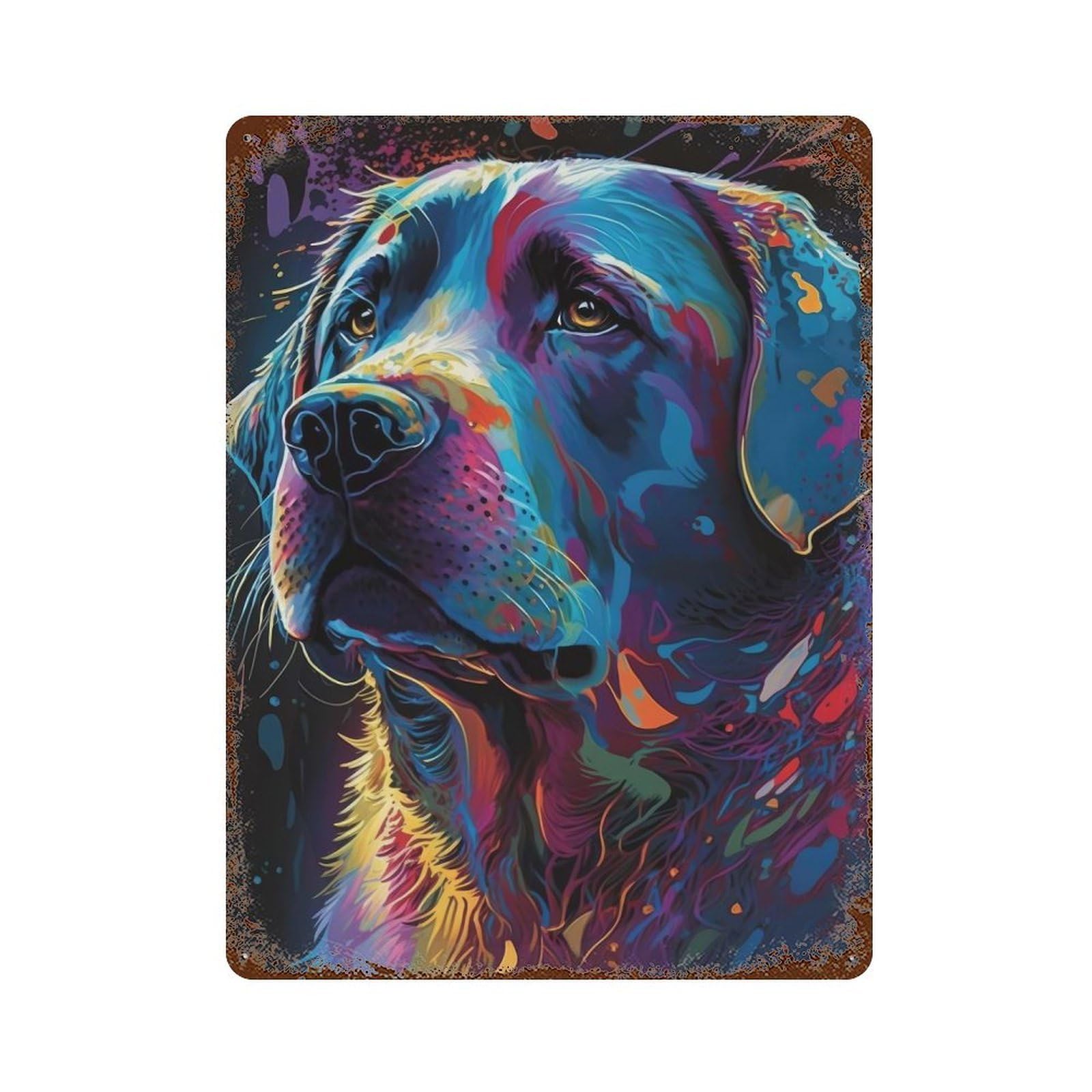 Weathered Tin Sign with Labrador Retriever Style 5 Design 15.7"x11.8", for Shed, Workshop And Garage Wall Decor, Decorative Metal Wall Art