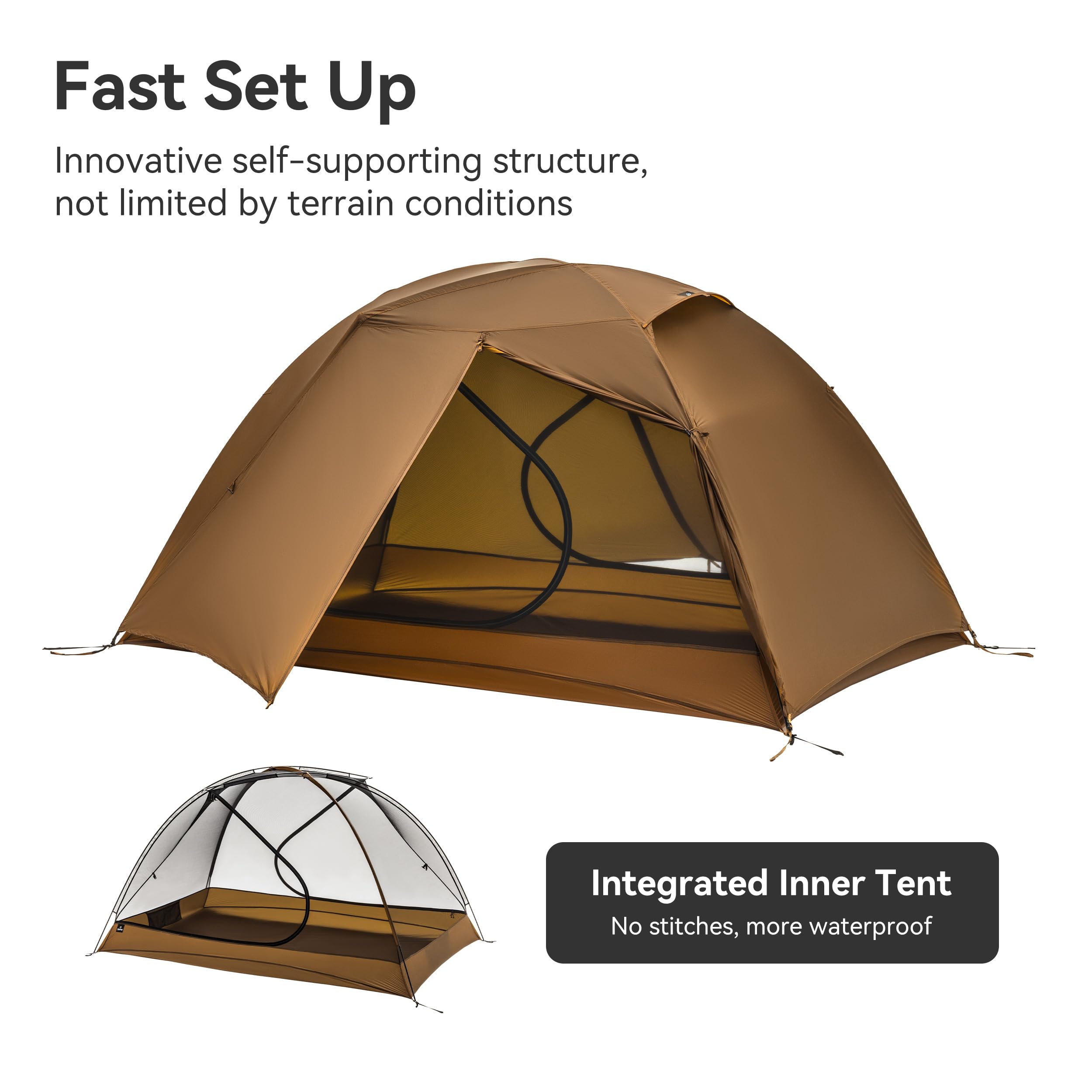 Thous Winds 2 Person Camping Tent, Lightweight Waterprof Windproof
