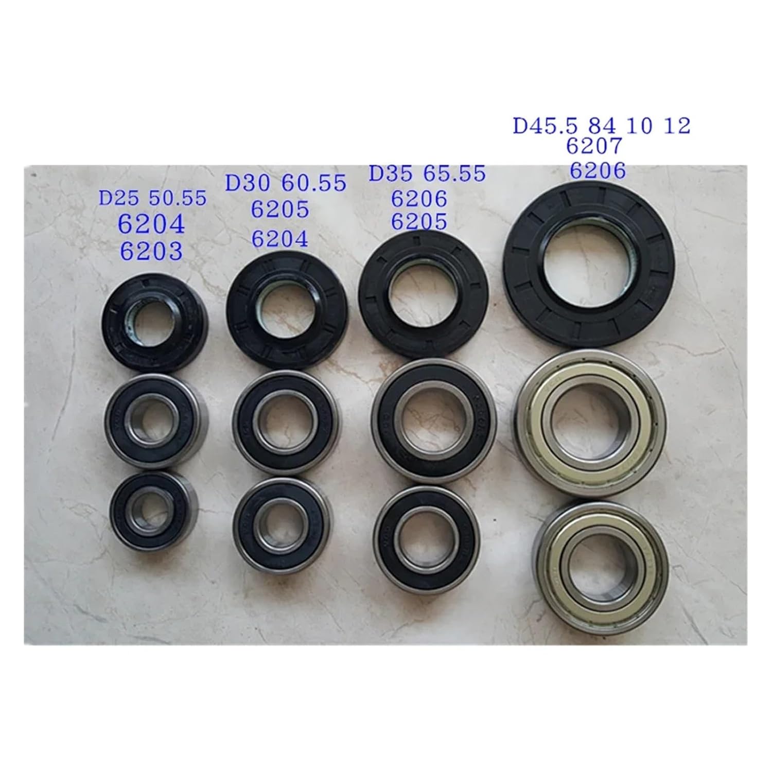 Compatible For Samsung Drum Washing Machine D35 Bearing 6205RZ 6206RZ Water Seal D25 6203RZ 6204RZ D30 6204 6205 Washer Parts(D25 6203RZ 6204RZ)