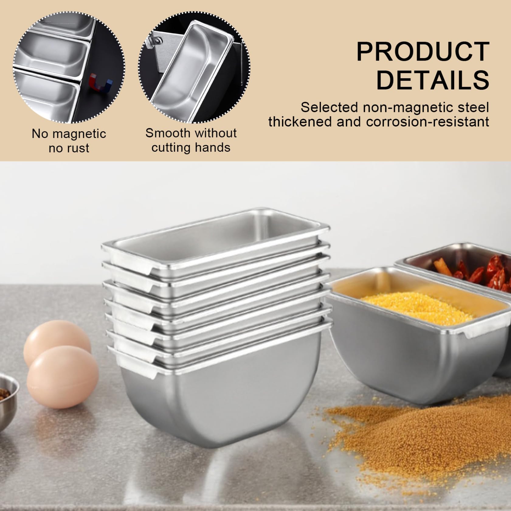 Stazione per Topping per Pizza 6x18x3, 5 Pollici, contenitori per condimenti a 6 Scomparti con 6 cucchiai, Scatola per spezie Rimovibile per Uso Alimentare per Cucina