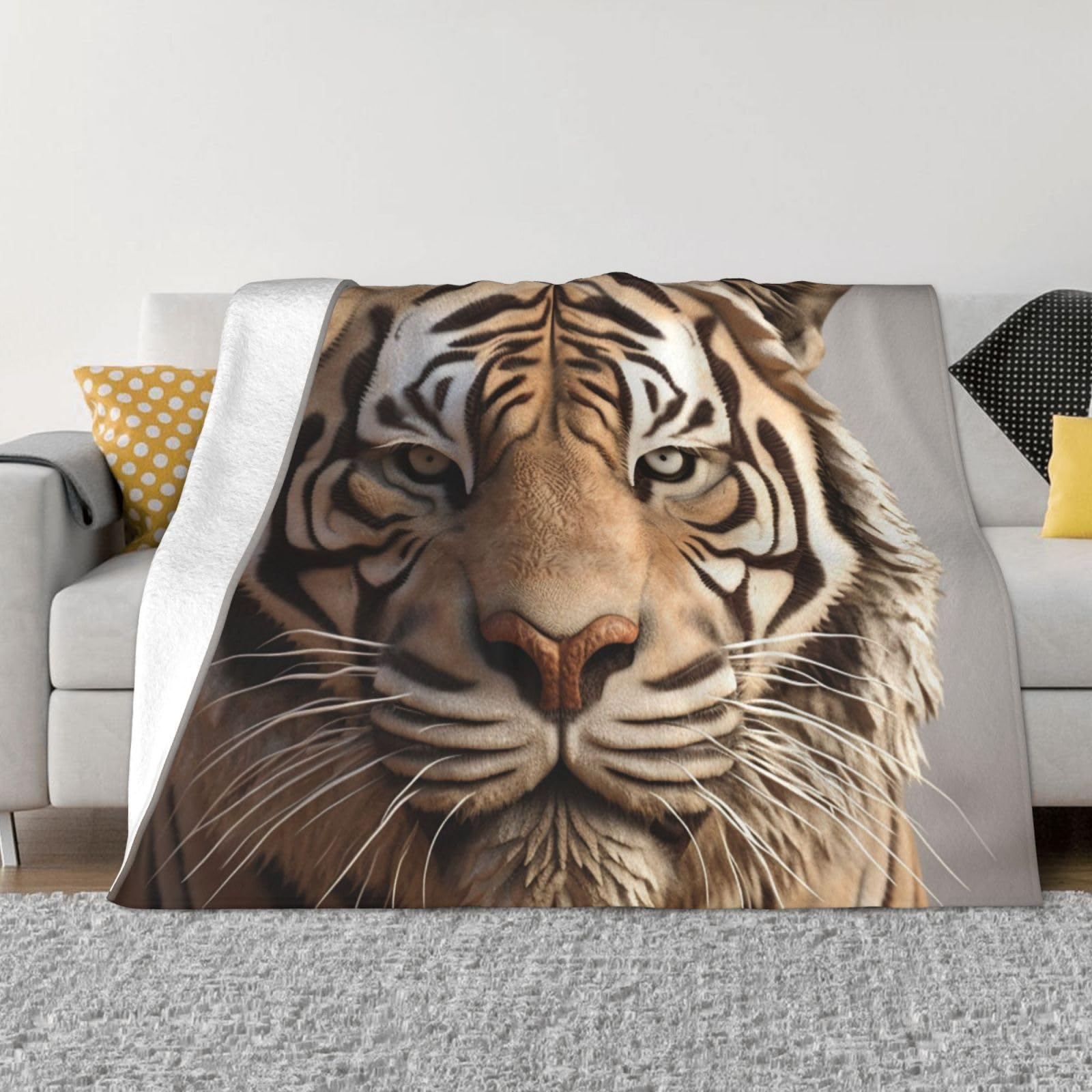 Couverture polaire tigre 3D grande taille 203x152 cm jeté de canapé design salon