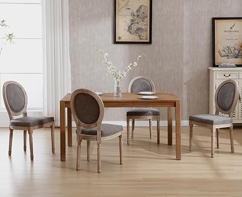 Miniatura 102 de chairus Juego de 2 sillas de comedor de ratán de granja, sillas de campo francesas de cuero con respaldo redondo, sillas laterales ovaladas para