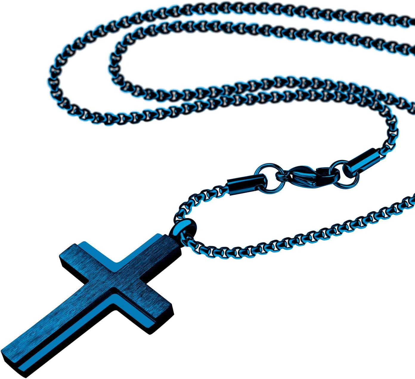 555Jewelry Stainless Steel Box Chain Cross Necklace for Men & Women, 16-24 Inch - Image 8