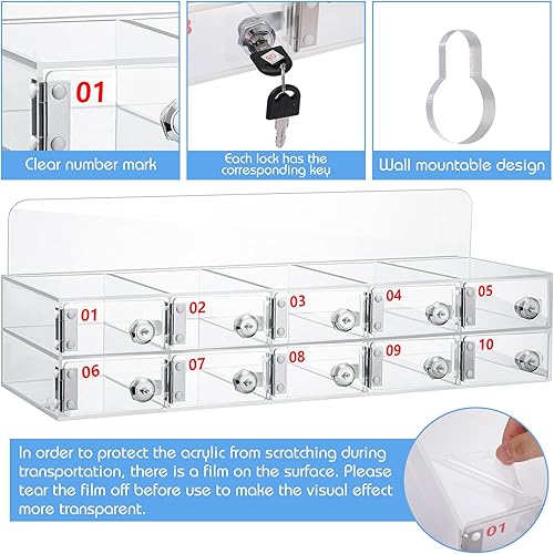 Miniatura 10 de Threan Caja de casillero para teléfono celular con 15 ranuras para aula con cerraduras de puerta y llaves, almacenamiento de teléfono montado en la