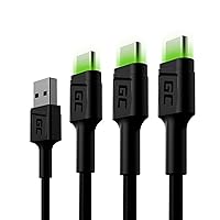 Green Cell 3x set di cavi USB-A - USB-C Tipo C 2m con illuminazione a LED Cavo di