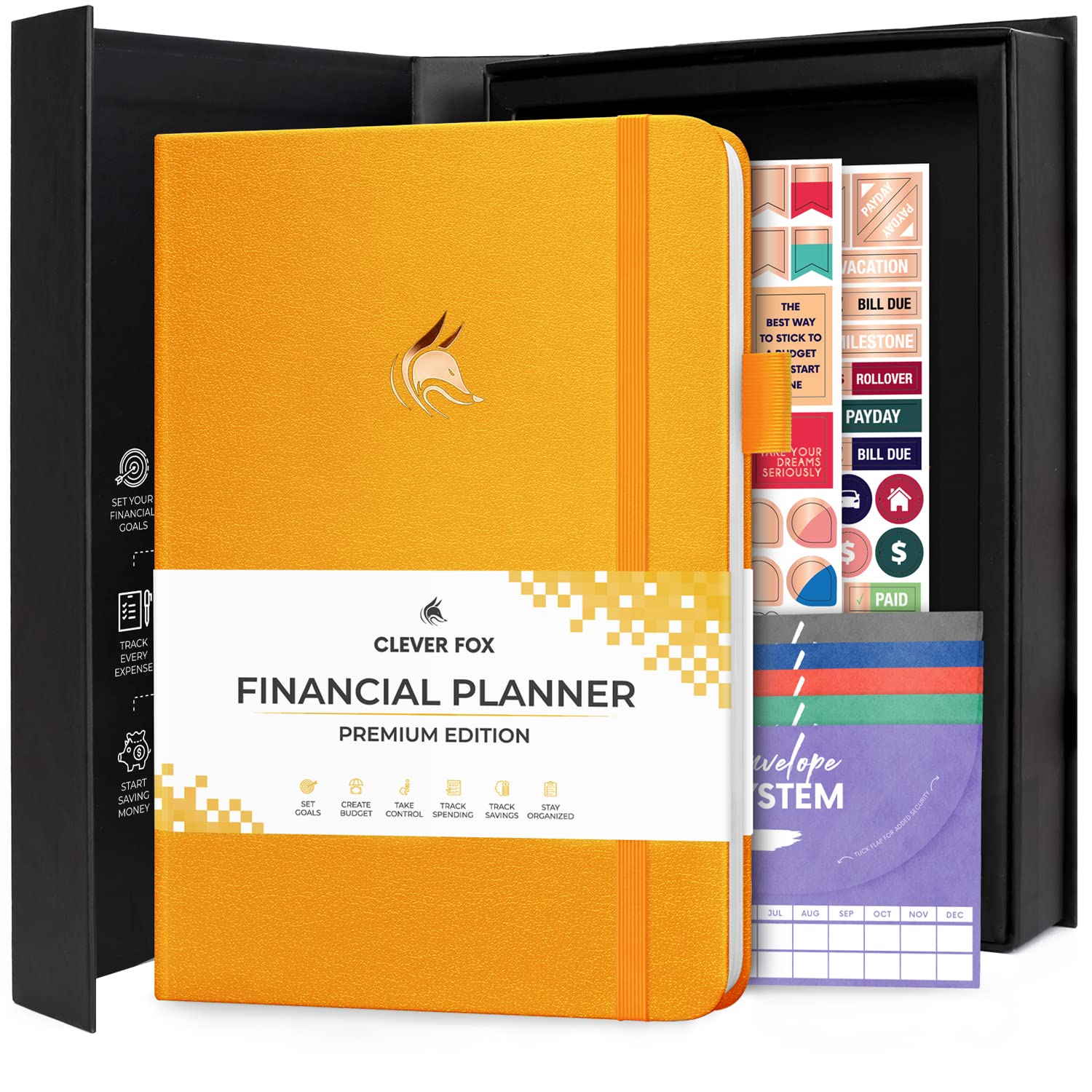 Clever Fox Budget Planner Premium Edition – Expense Tracker Notebook + 5 Cash Envelopes, Budget Planner Organizer; Budget Book & Journal to Control