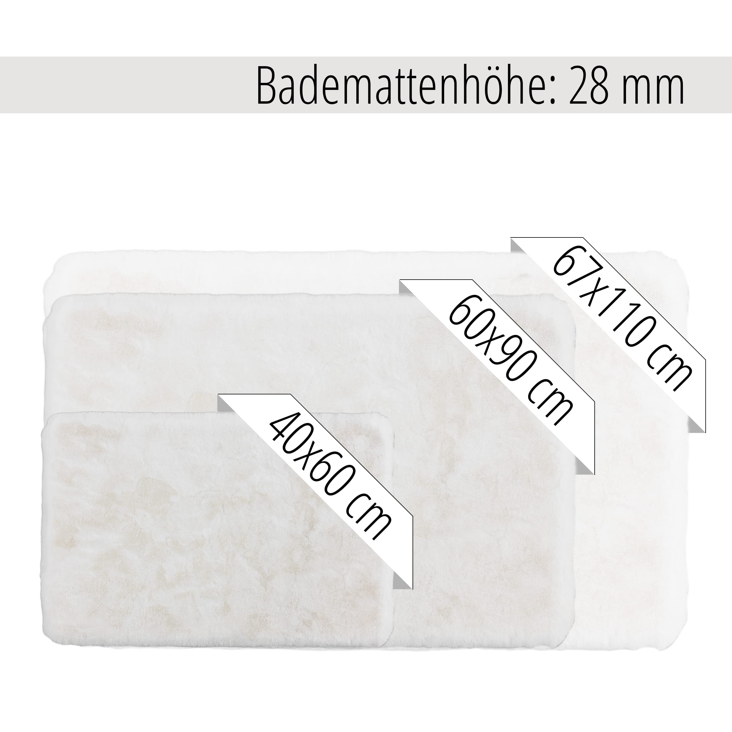Tappeto da bagno della collezione Schöner Wohnen 60x90 cm set di 2 - tappeto da bagno molto soffice bianco - tappeto decorativo da bagno lavabile e antiscivolo
