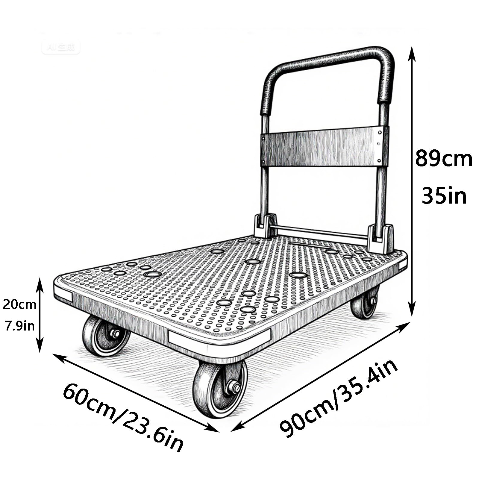 Push Cart, Folding Platform Truck, with Swivel Wheels, 400kg/880lbs Load Capacity, Easy to Store, Suitable for Home and Commercial Use(Gray)