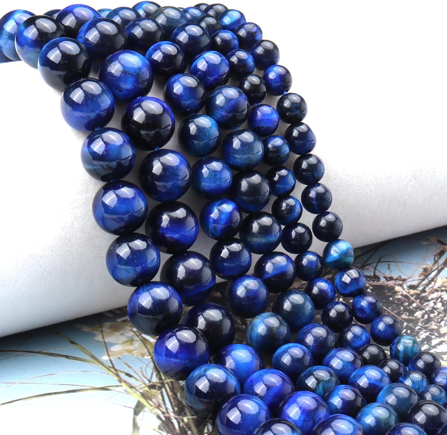 45pcs 8mm Natural Blue Tiger Eye Gemstone Beads Energy Healing Crystal Round Loose Stone Beads for Jewelry Making, DIY Bracelets Necklaces - Image 5