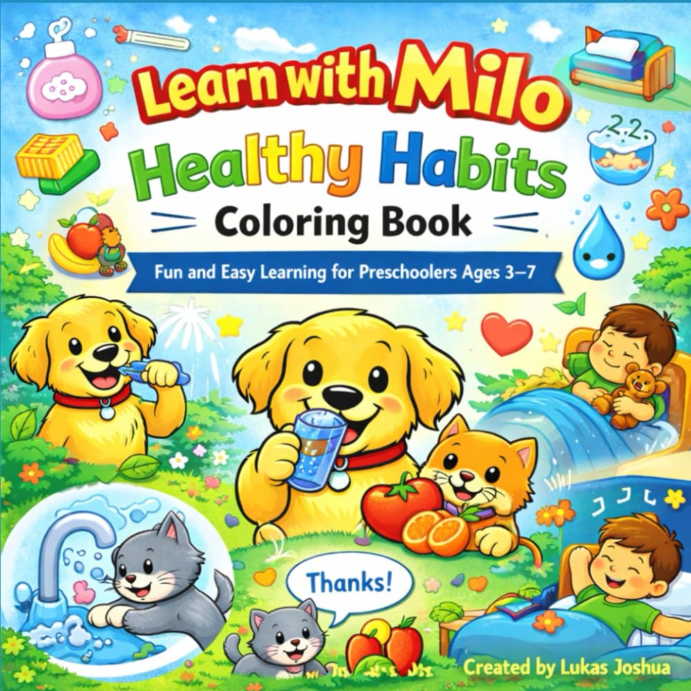 Learn with Milo: Healthy Habits Coloring Book: Fun and Easy Learning for Preschoolers Ages 3–7