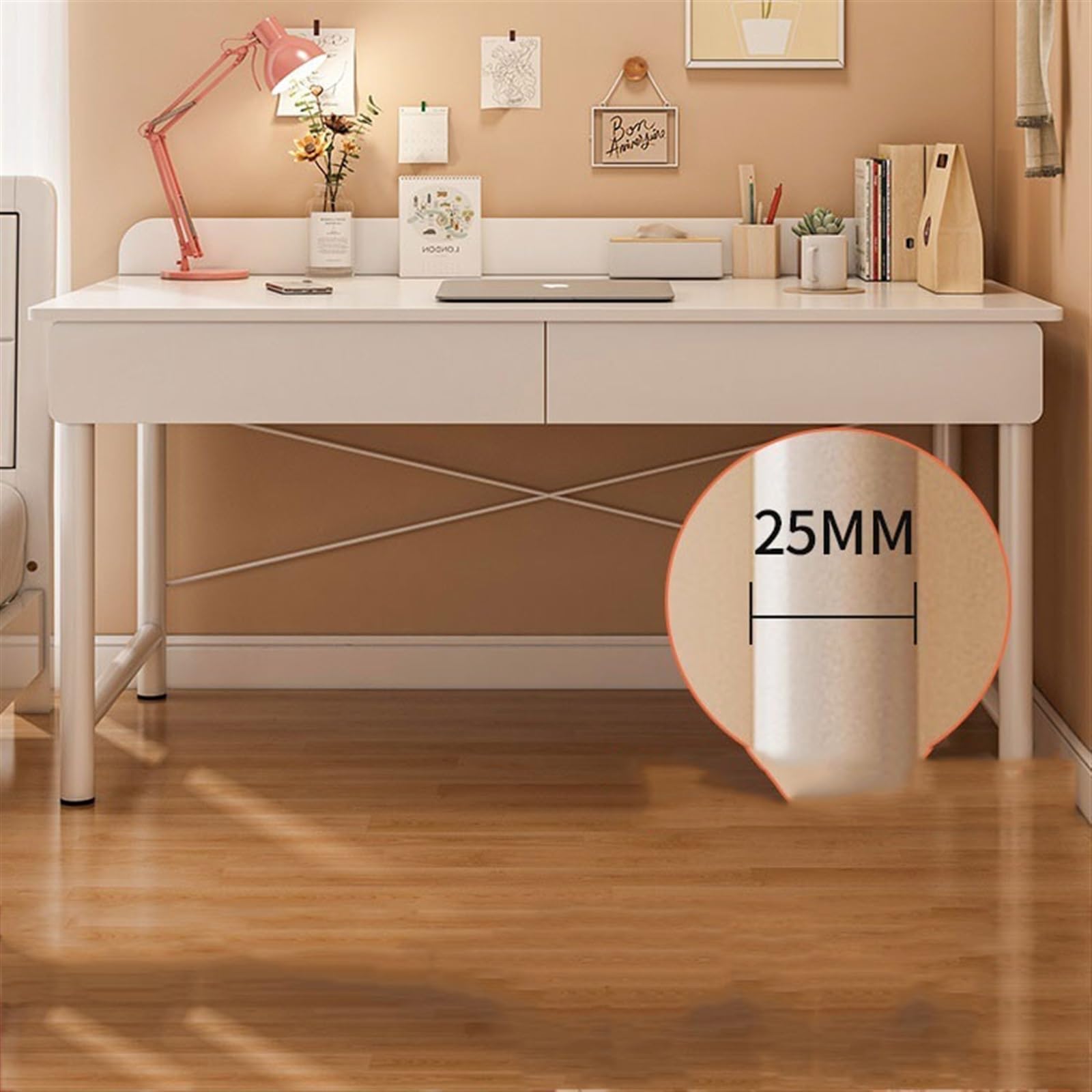 Scrivania moderna da ufficio per camera da letto per ragazze, studenti e casa ufficio, semplice banco da lavoro per affittuari (140 x 50 x 75 cm)