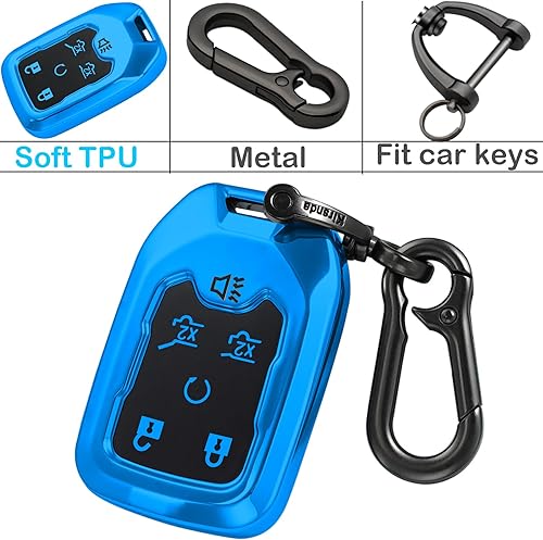 Miniatura 6 de Kirsnda Funda para llavero Chevrolet con llavero, carcasa de TPU suavepiel, 6 botones para chevy Suburban Tahoe para GMC Yukon Accesorios de