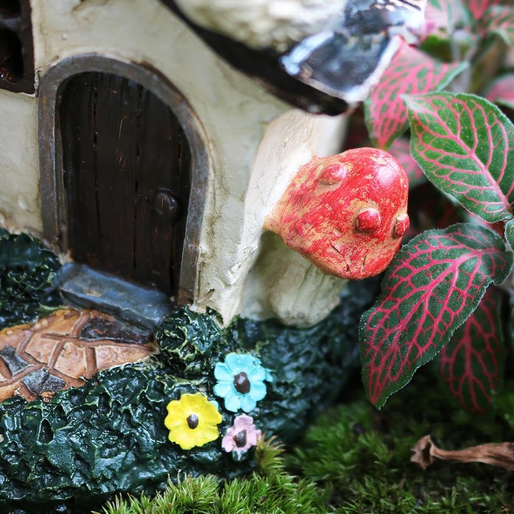 Fairy House Large Rustic Miniature Garden Villa Cottage Resin Fairy Garden Decor Miniature Woodland Gnome Hut House Dwellings