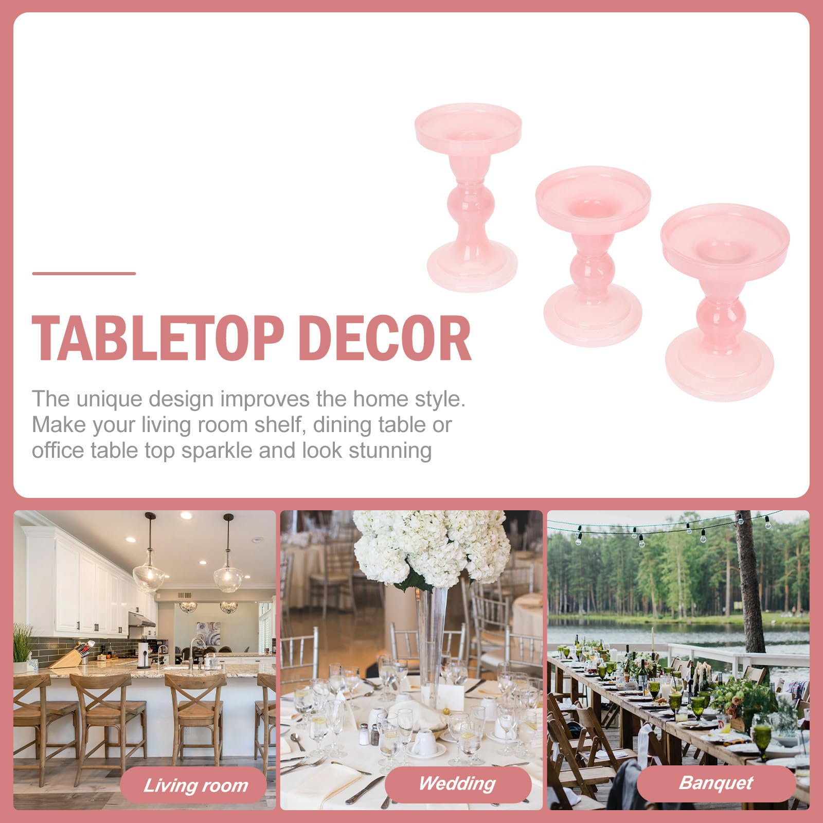 Toddmomy 3 Stück Zarte Kerzenhalter aus Glas mit Flachem Boden Moderner Kerzenständer für Stabkerzen als Elegante Tischdekoration bei Hochzeiten und Partys