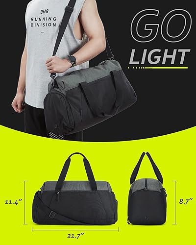 Miniatura 3 de BAGSMART - Bolsas de gimnasio para hombres, bolsa de lona deportiva plegable, bolsa de lona ligera para fin de semana con compartimento para