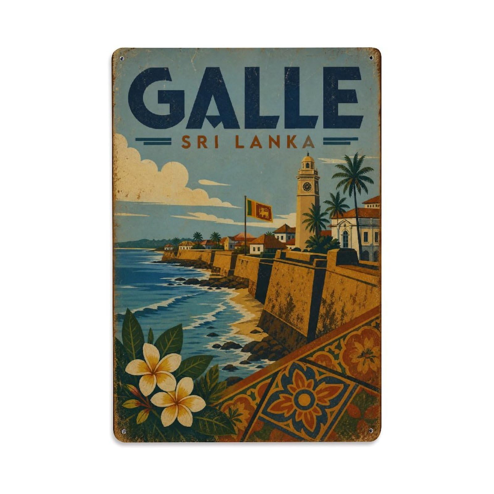 Gead 8X12inch Style Vintage Travel Sri Lanka Galle Metal Tin Sign