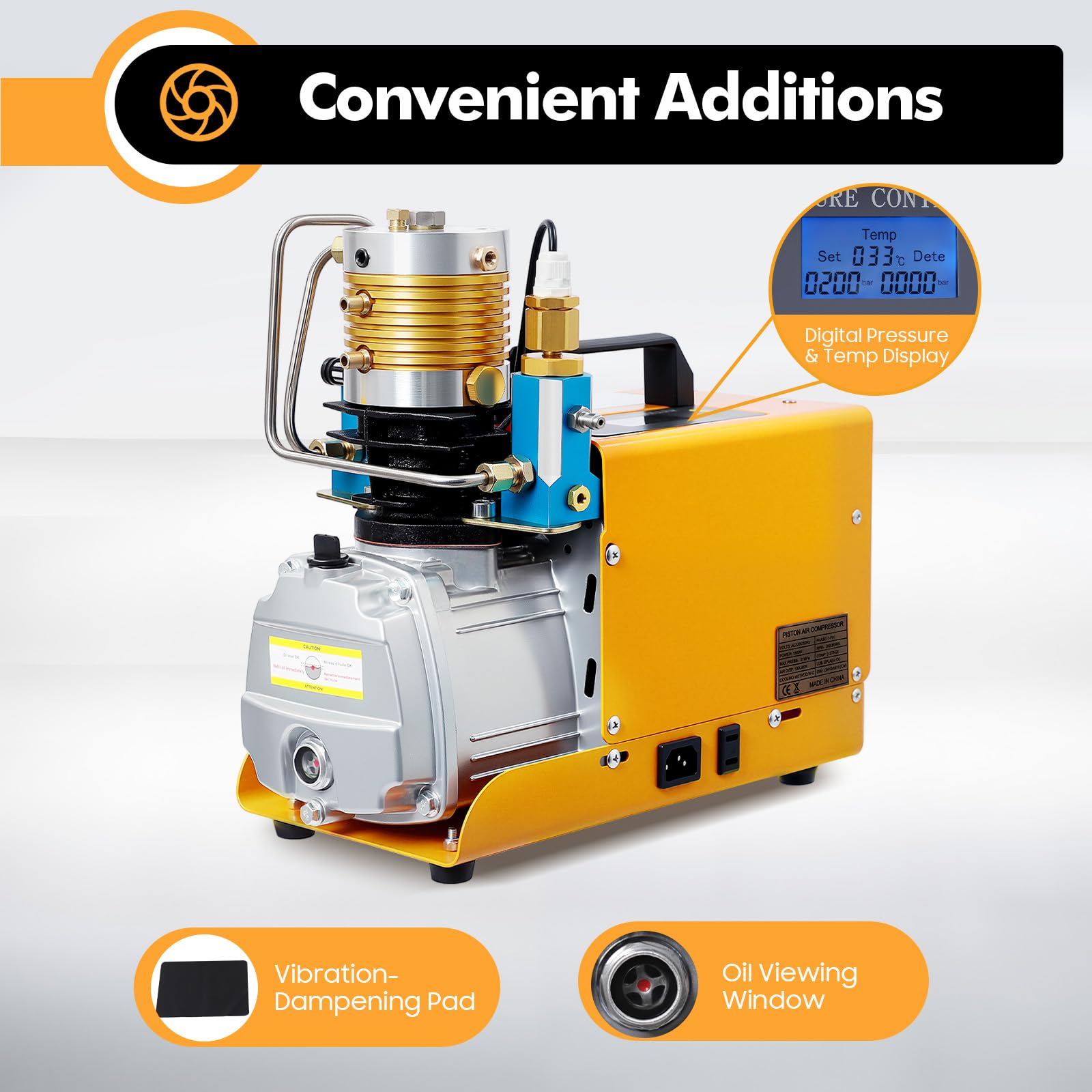 Compresor PCP, 300 bares de alta presión con bomba de motor subacuático y manguera de salida, presión ajustable 0-30 MPA, 2800 rpm, para botellas de buceo, rifles de aire