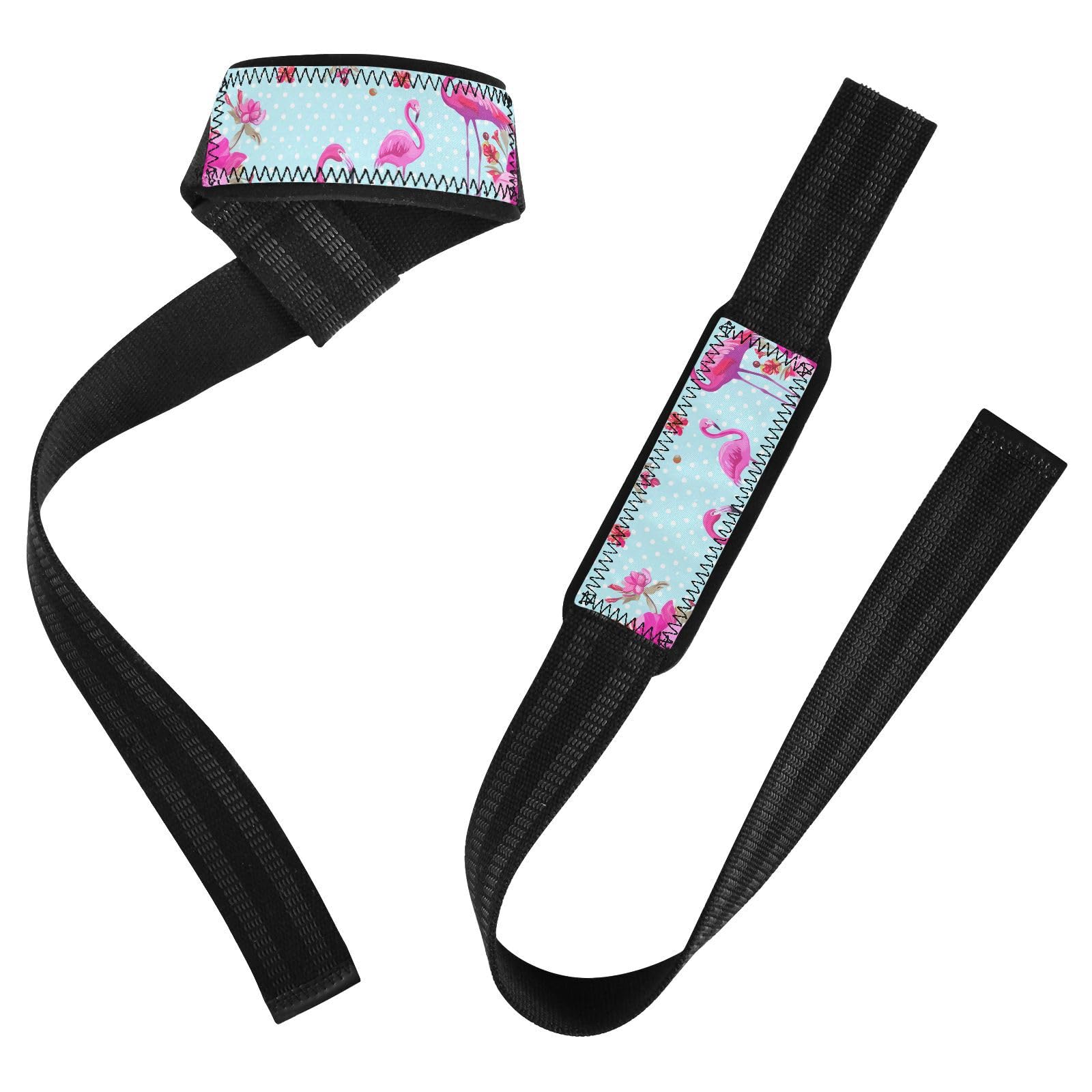 STAYTOP Beautiful Flamingo Wrist Straps for Weightlifting,Lifting Straps with Neoprene Cushioned Wrist Padded and Anti-Skid Silicone for Strength Training,Bodybuilding,Deadlifting