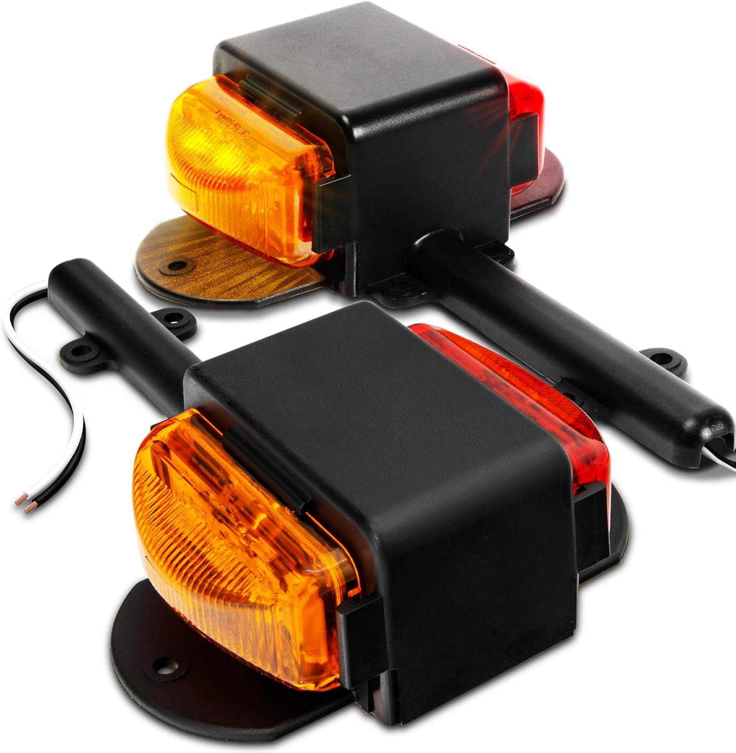 TRUE MODS 2pc 7" Amber + Red LED Trailer Fender Light Set [DOT Approved] [SAE P2] [IP67 Waterproof] Surface Mount Clearance Marker Lamp for Boat Enclosed Utility Cargo Trailer Hauler Car Truck