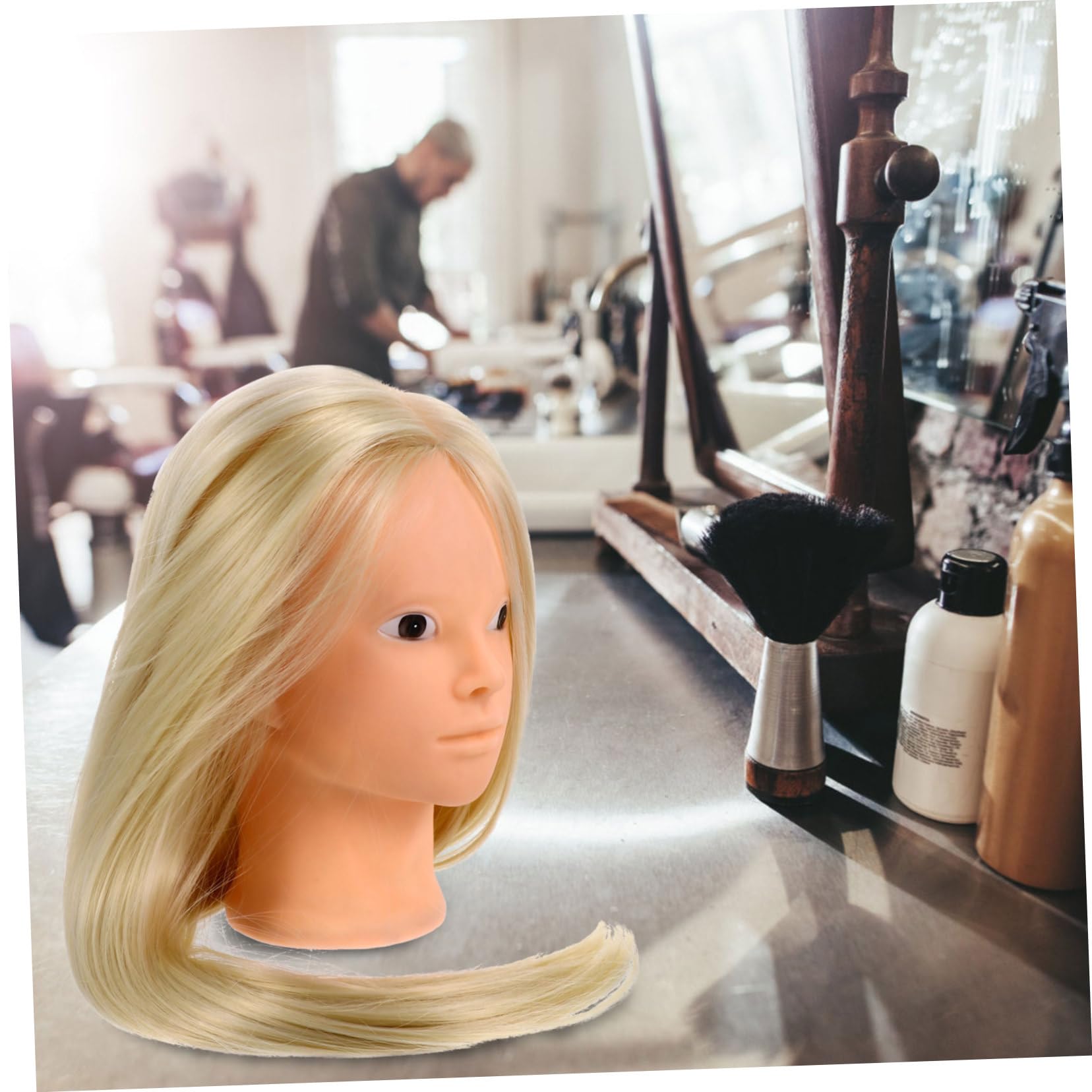 VALICLUD Übungskopf für Haarstyling aus Hochtemperaturbeständigem Seidenmaterial mit Halter zum Üben von Hochzeits und Tanzfrisuren für Friseure und Kosmetikschüler