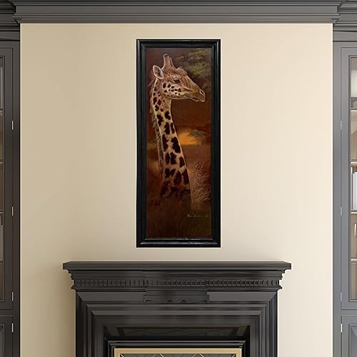 Miniatura 4 de Lentics Impresión artística de pared de jirafa al anochecer, animales geniales y naturaleza, 12 x 26 pulgadas, lienzopintura con textura y pósteres