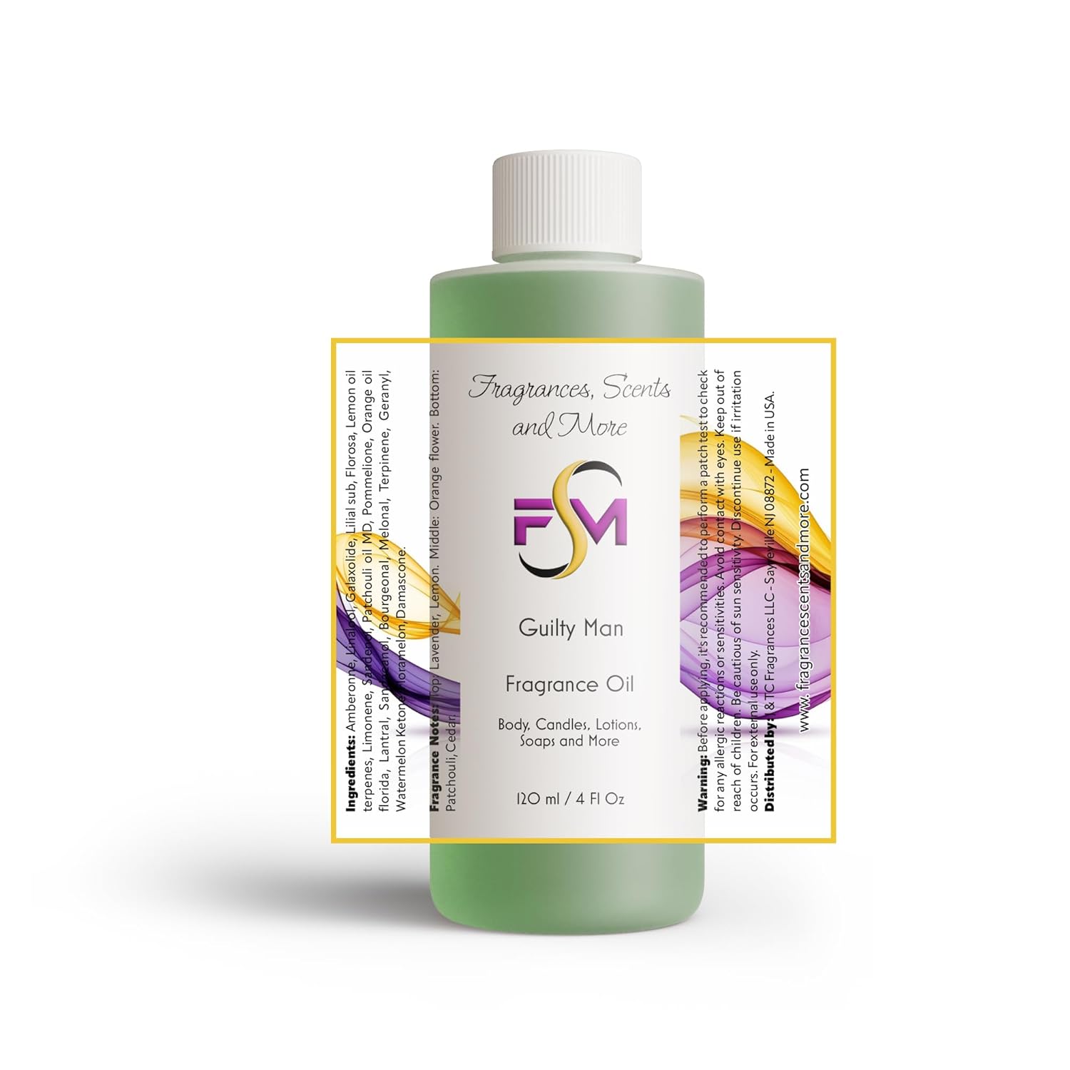 Guilty Man Fragrance Oil - 4 Fl Oz Plastic Bottle (120ml)