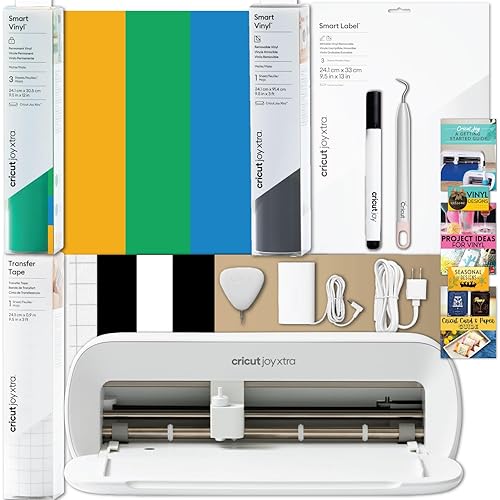 Cricut Joy Xtra Machine with Smart Vinyl Rolls, Transfer Tape and Weeder Tool Beginner Bundle - Craft Machine Bundle with Materials to Start, DIY Crafts with this Beginner Friendly Cutting Machine Kit