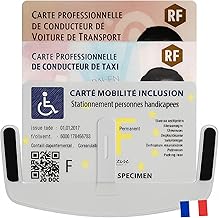Idée pro mobilité – Set of 2 Adhesive Windshield Holders – CMI, Taxi, VTC, Parking – Polycarbonate Anti-UV – Made in France – Bank Card Format