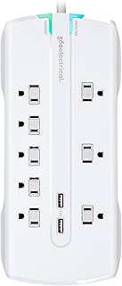 360 Electrical 360550 Visionary3.4 Surge Protector with 8 Outlets, Combo Data, Dual 3.4 Amp/17 Watt USB Charging, White