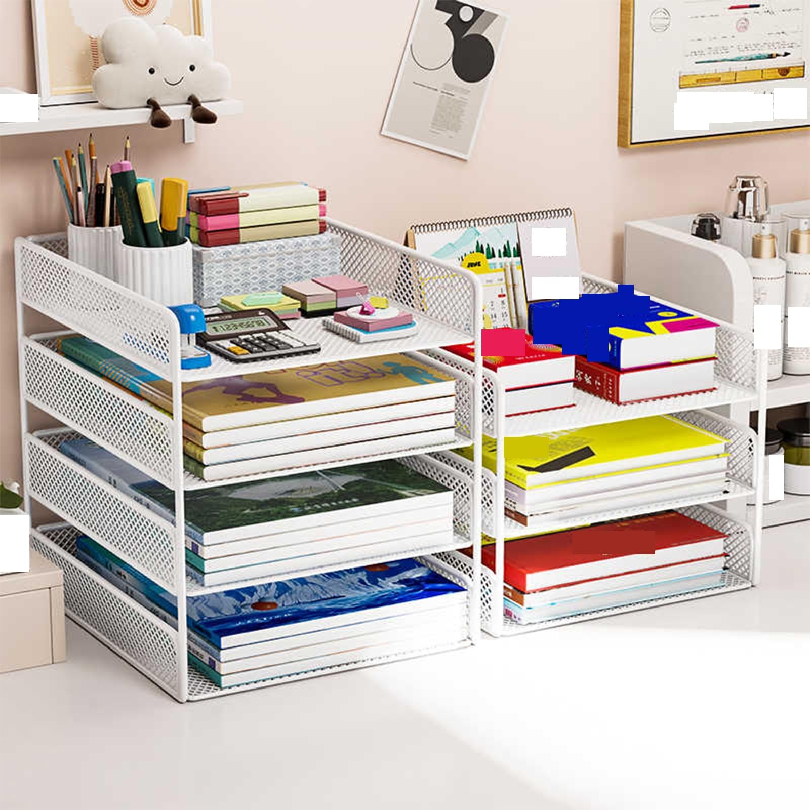 Organizador de Escritorio, Malla Organizador Estacionario, Organizador Versátil, Opciones de Almacenamiento, Almacenamiento de Escritorio Simple(Black,26x46cm/10.2x18.1in)