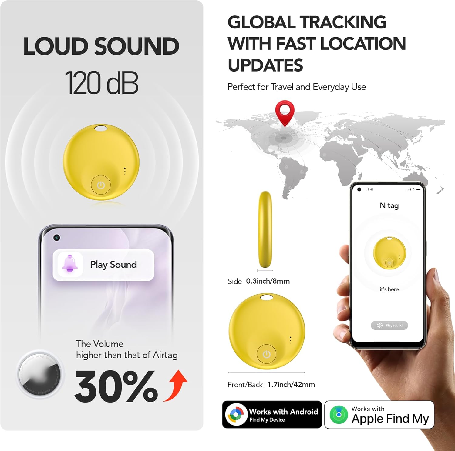 Air Trackers -4 Pack: Bluetooth Tracker Tag, Item Finder Works with Find My App, Trakcer Tag Locator for Your Keys, Wallet, Luggage, Backpack, and More. (Black-4-Dual, 4)