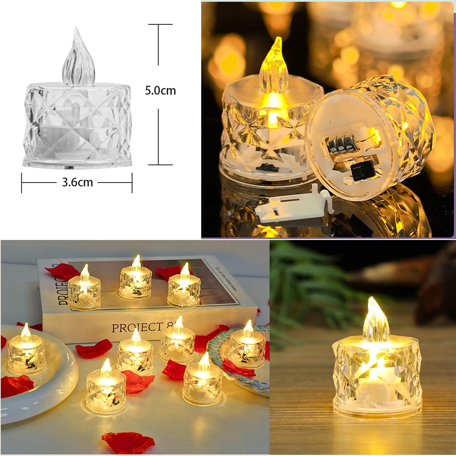 Amazon.co.jp : Gouccpu LEDクリスタルキャンドルライトテーブル