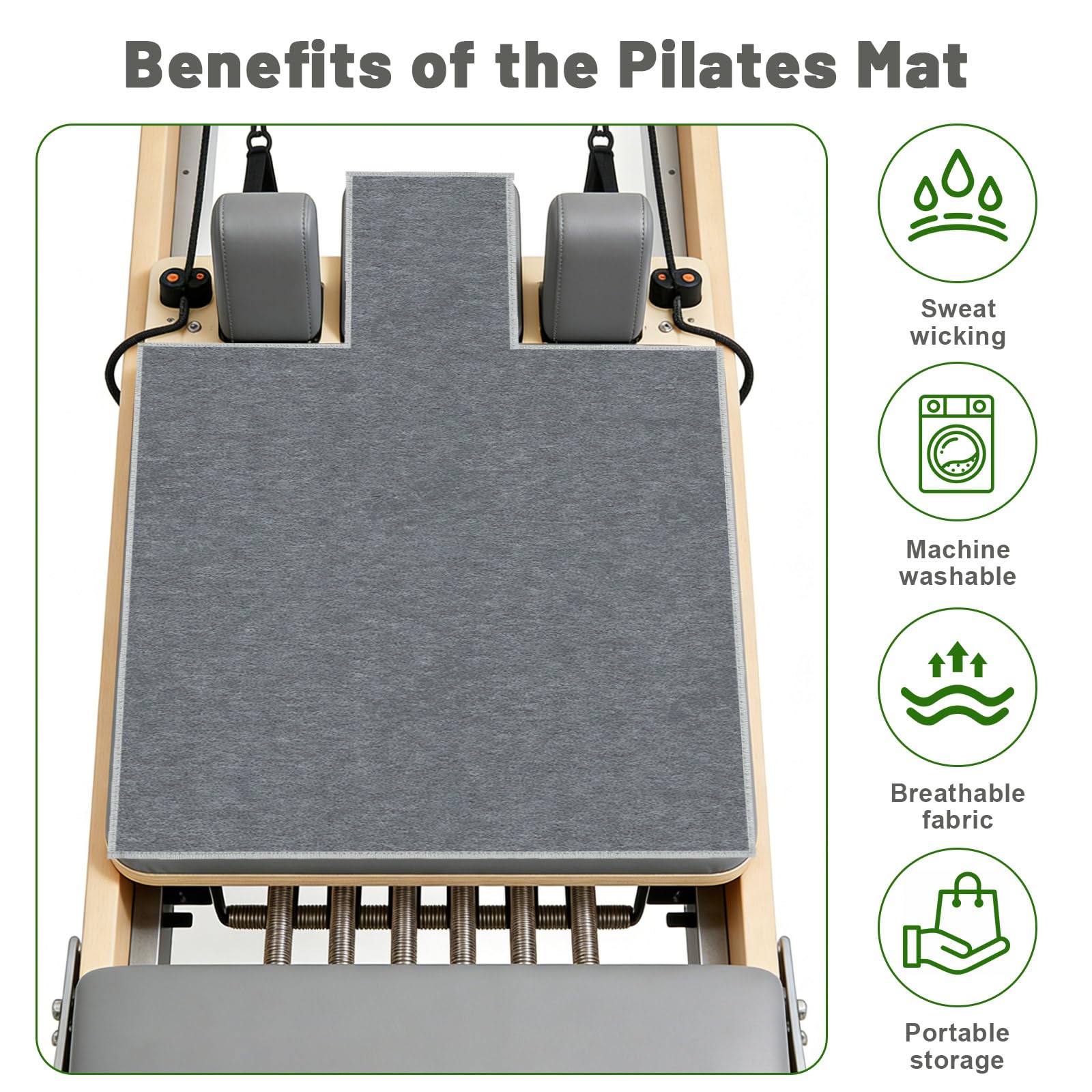 Asciugamano per Pilates Reformer, portatile, assorbe il sudore, tappetino da pilates Reformer, accessorio antiscivolo per gli appassionati di yoga e fitness