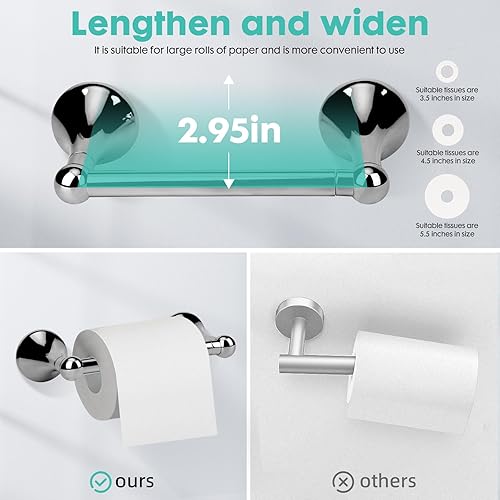 Miniatura 4 de Juego de 4 accesorios de baño antiguos de cromo pulido, juego de toallero de 24 pulgadas con soporte de papel higiénico giratorio de doble poste,