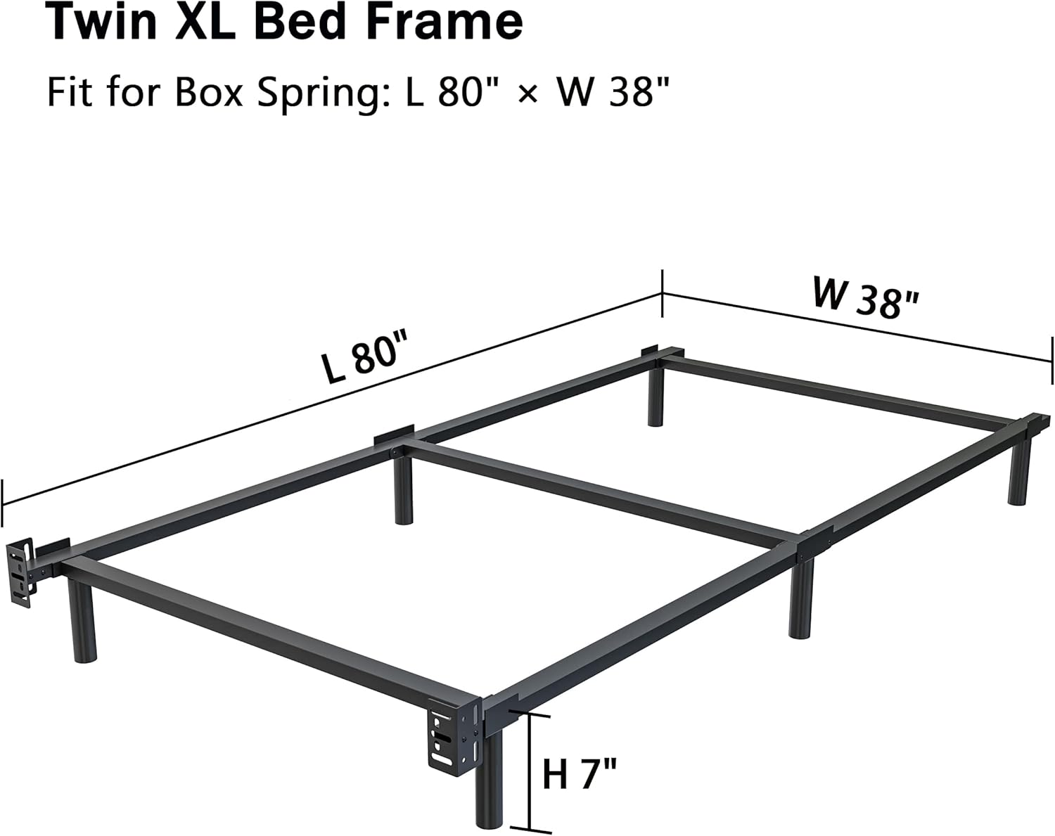 Twin XL Bed Frames, 7 Inch Metal Platform Bed, Box Spring Foundation, 6-Leg Support, Noise-Free, Easy Assembly, Black…