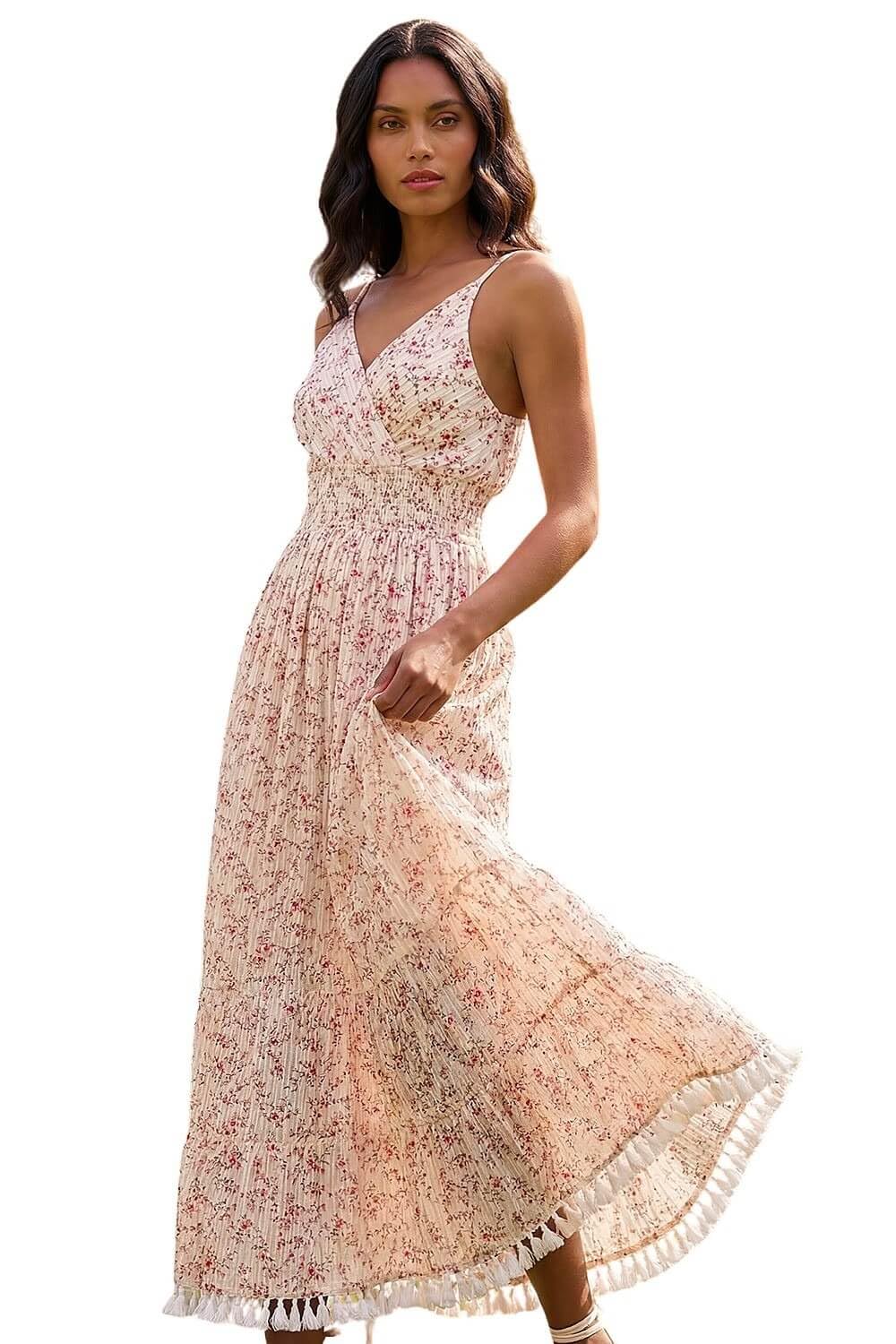 Roman Women's Ditsy Floral Print V-Neck Maxi Dress in Red | Size: 20