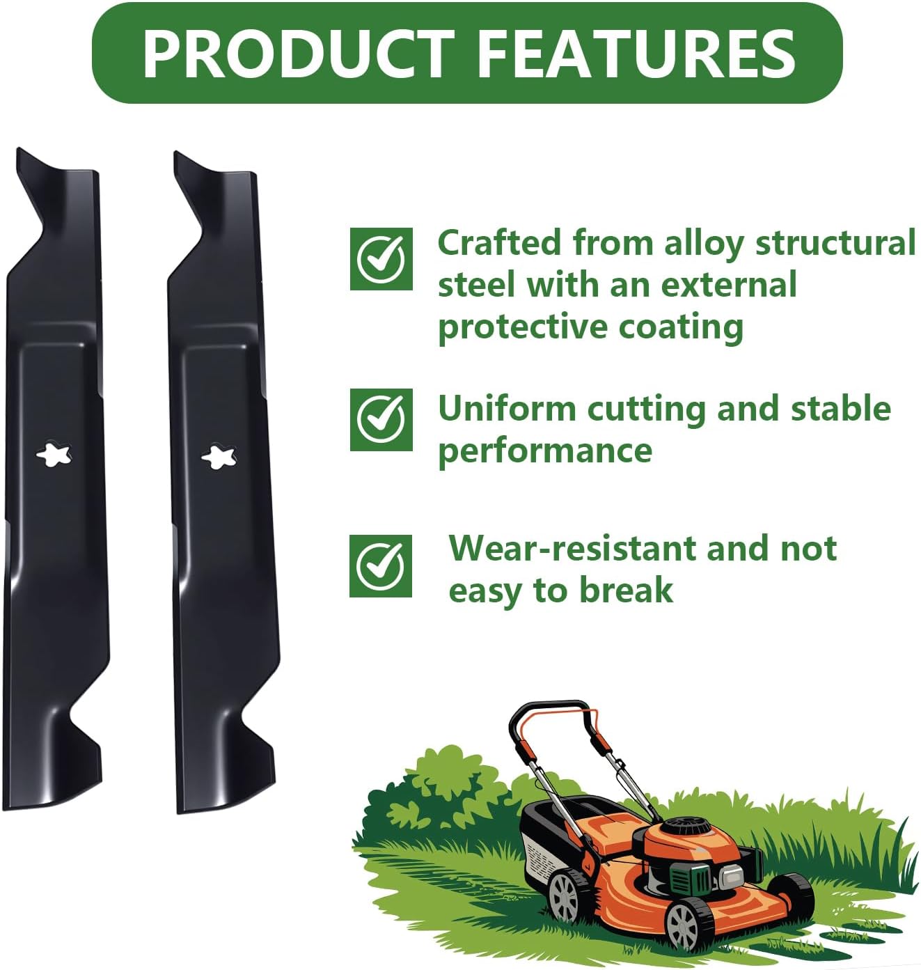405380 532405380 Lawn Mower Blades for Husqvarna Craftsman 46 Inch Deck Medium Lift Blades Riding Mower Replacement for 594892801 532403107 YTH22V46 CMXGZAM110147 PP21011 2Pack
