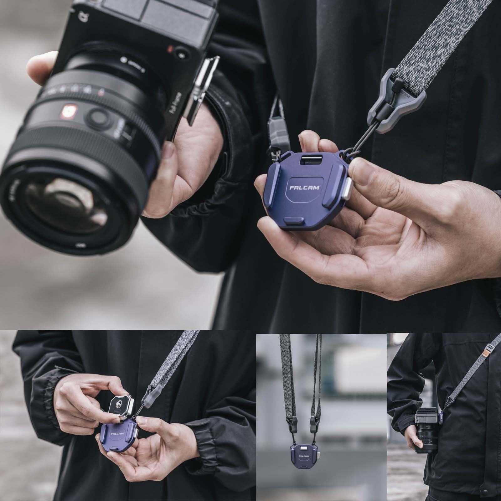Clip Appareil Photo FALCAM F38 - Plaque Arca Quick Release - Support 20kg - Bandoulière Sac