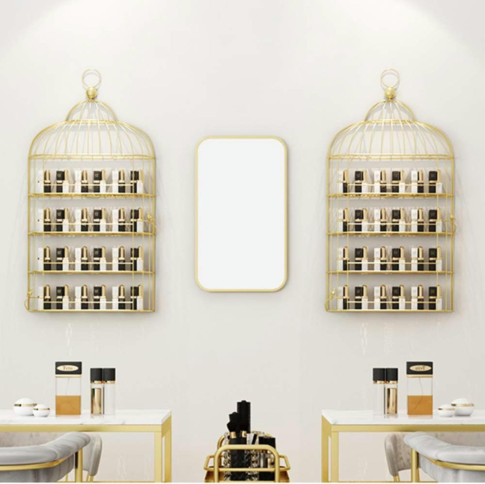 Estante de Pared para Guardar esmaltes de uñas, Soporte metálico para exhibir frascos de Esmalte, Ideal para Salones de manicura, y Que también se Puede Utilizar para exhibir perfumes, Pinta