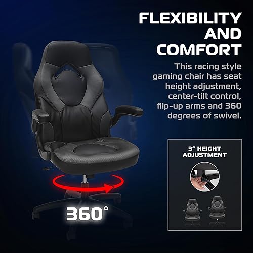 Miniatura 4 de RESPAWN 3085 Ergonomic Gaming Chair for Adults, High Back Office Chair with Headrest and Flip Up Arms, Leather Racing Style Gaming Seat with Lumbar