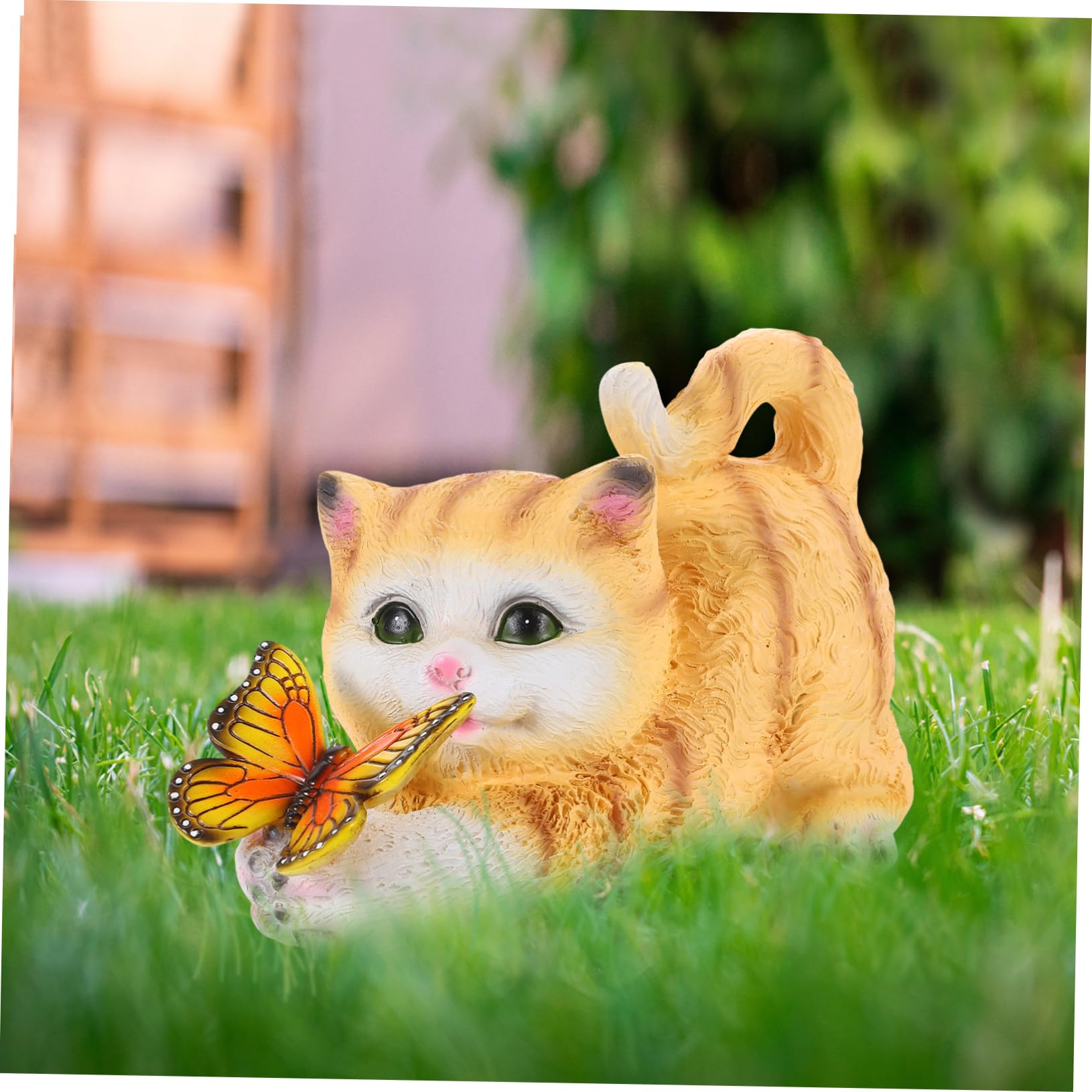 Realistische Katzenfigur Einzigartiges Katzenornament aus Kunstharz mit Solarlicht für Raumdekoration und Gartendeko Geschenk für Sammler und Lehrer