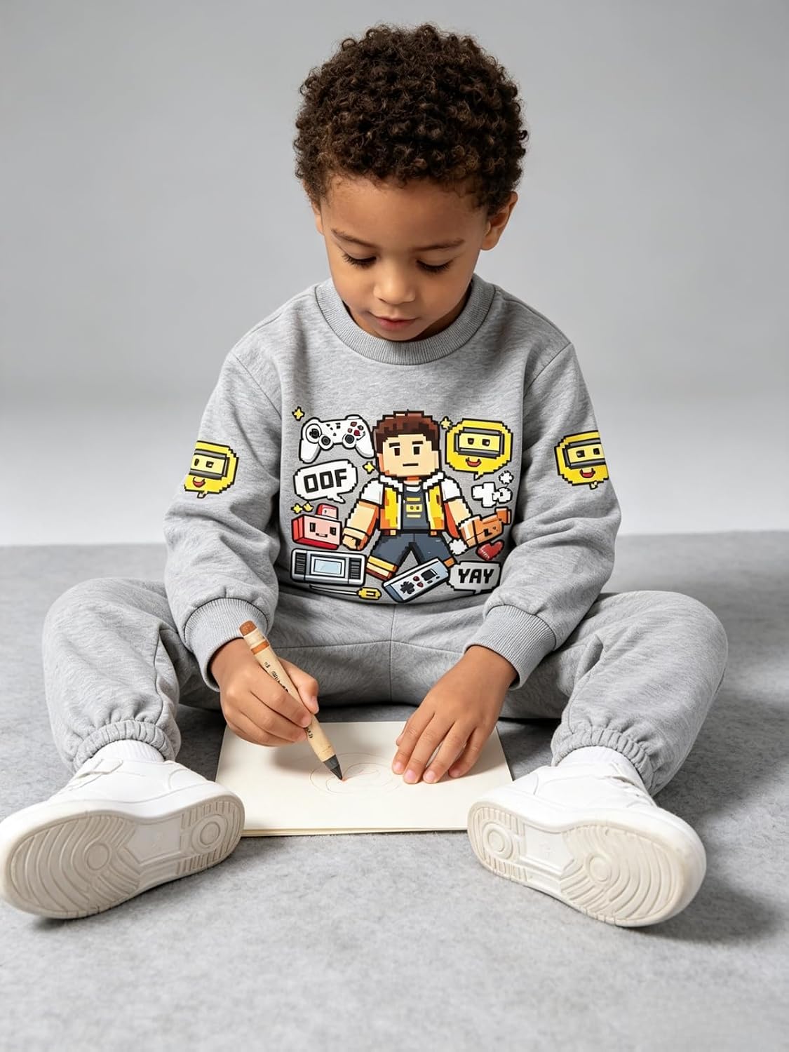 3-7T Toddler Boy Clothes Graphic Print Long Sleeve Sweatshirt + Pants Outfits Kids 2Pcs Fall Clothing Set