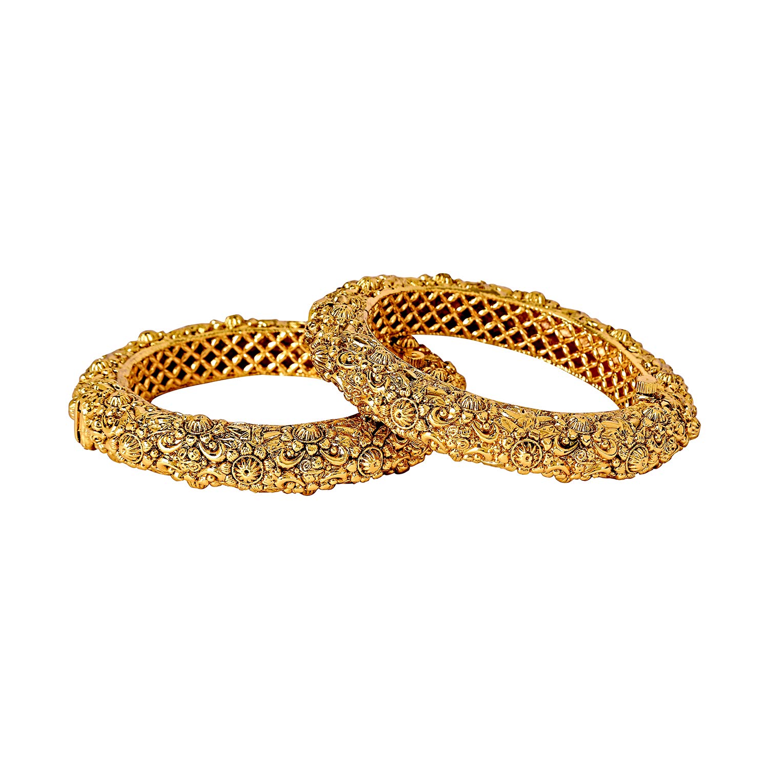 ACCESSHER Gold Plated Traditional Jewellery Inspired Antique Finish Screw Closure Fancy Kada/Gold bangles for women/Festive Bangles Set of 2 for Women (B081Q82Q2W) Amazon Price History, Amazon Price Tracker